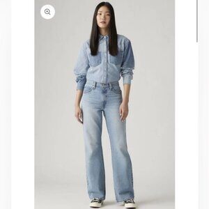 Levis '94 Baggy Boot Cut Jeans Woman 30 Light Wash Relaxed Fit Streetwear Preppy